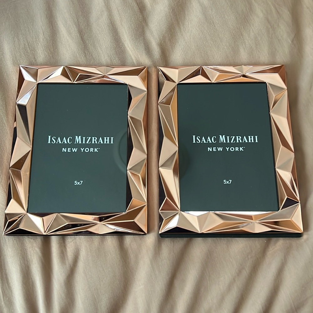 Two Isaac mizrahi New York 5x7 picture frames rose gold champagne metallic shine